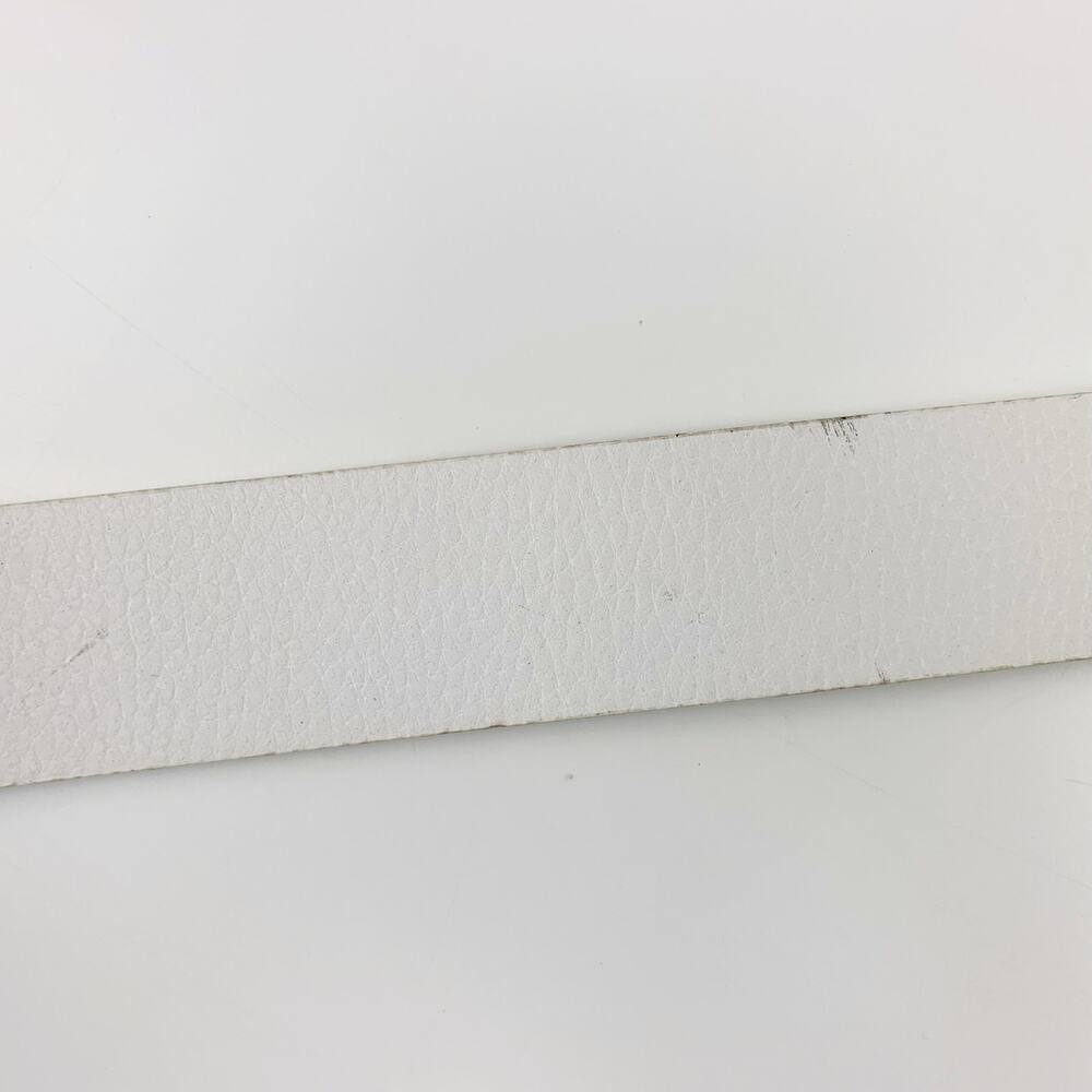 Calvin Klein Jeans White Faux Leather Belt Square Silver Color Buckle Women's L - Picture 8 of 9